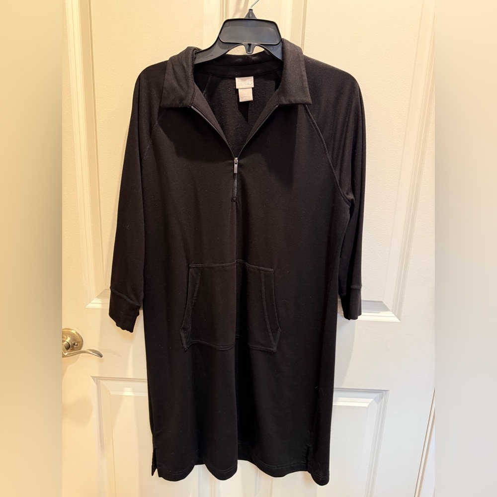Chicos Zenergy black soft terry dress, Chico sz 1 (8-10), excellent cond.